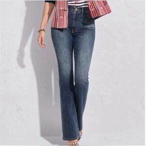CAbi Dark Blue High-Rise Flare Jeans